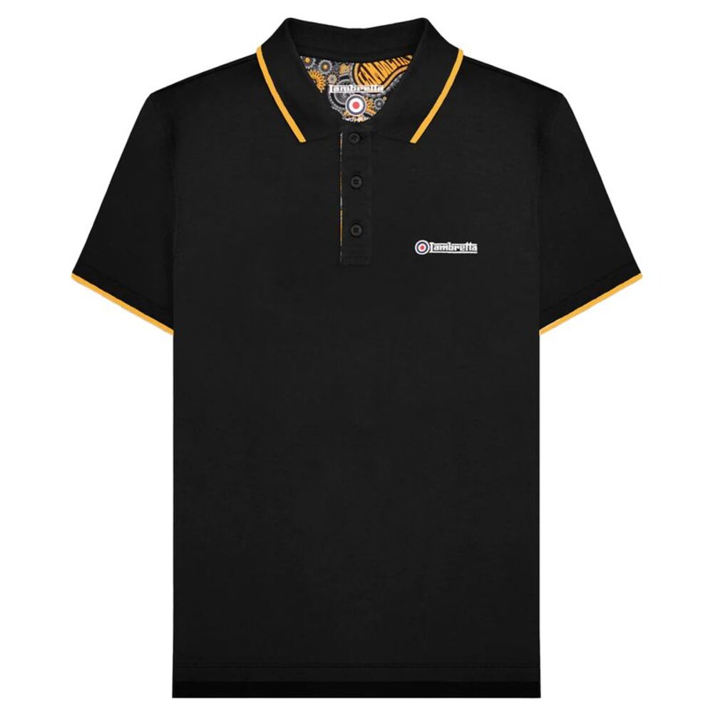 Lambretta Mens Paisley Lined Polo Shirt / Black/Gold
